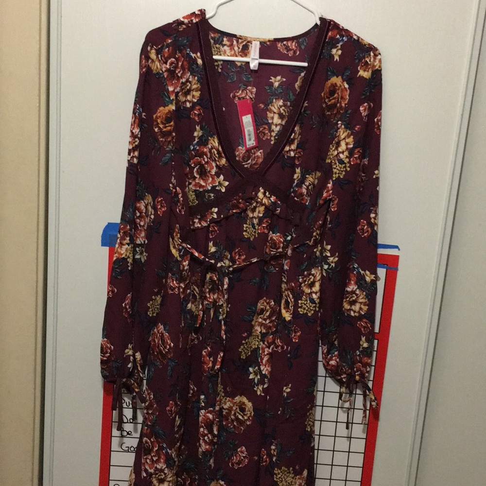 Xhilaration Burgundy Floral Dress